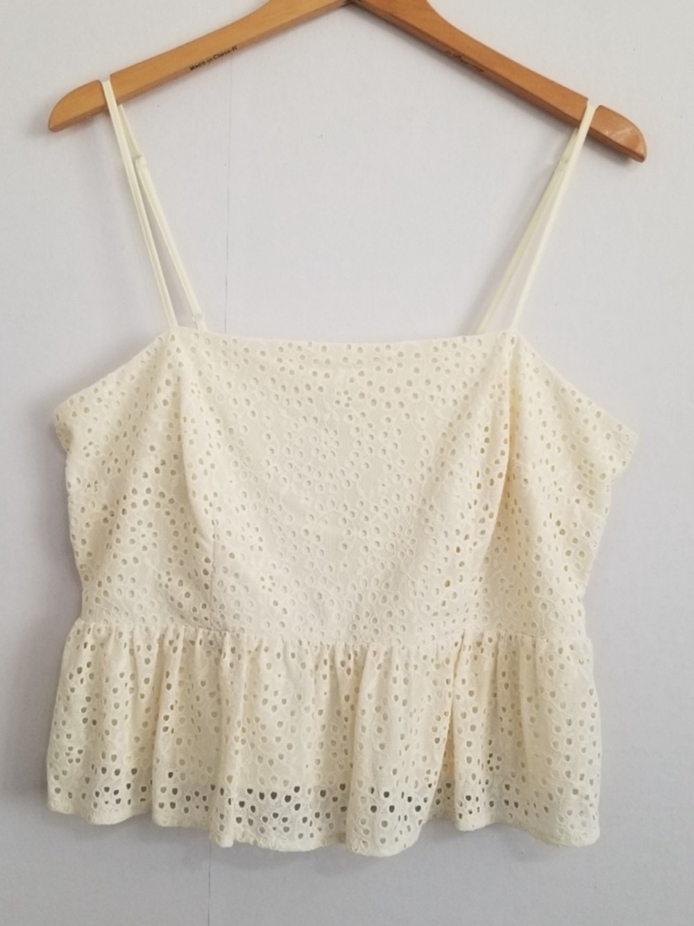 A New Day‎ Cream Eyelet Smocked Bust Cami Top